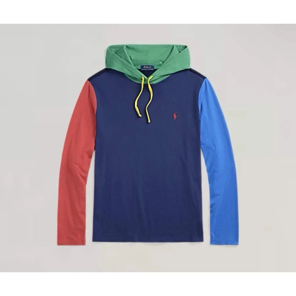 Polo Ralph Lauren Mens SZ LRG Colorblock L/S Hooded T-Shirt NWT